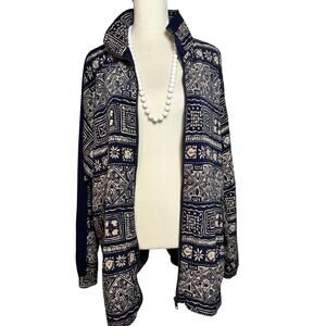 Vintage Lavon Windbreaker Track Jacket Zip Up Womens Size L Geometric Pattern